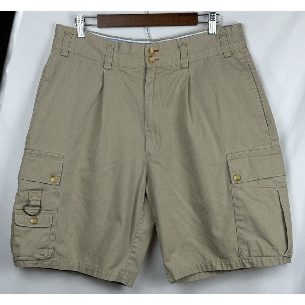 Bugle Boy Vintage Cargo Shorts Mens 36 (Fits 35) Khaki Pleated 90s Y2K Gorpcore